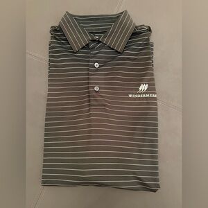 FootJoy Black and White Striped Polo Windermere Logo Men’s Large